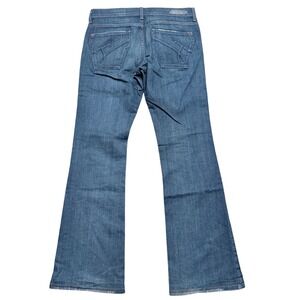 James Cured by Seun Flare Jeans Medium Wash Low Rise Denim Size 28 Made in USA